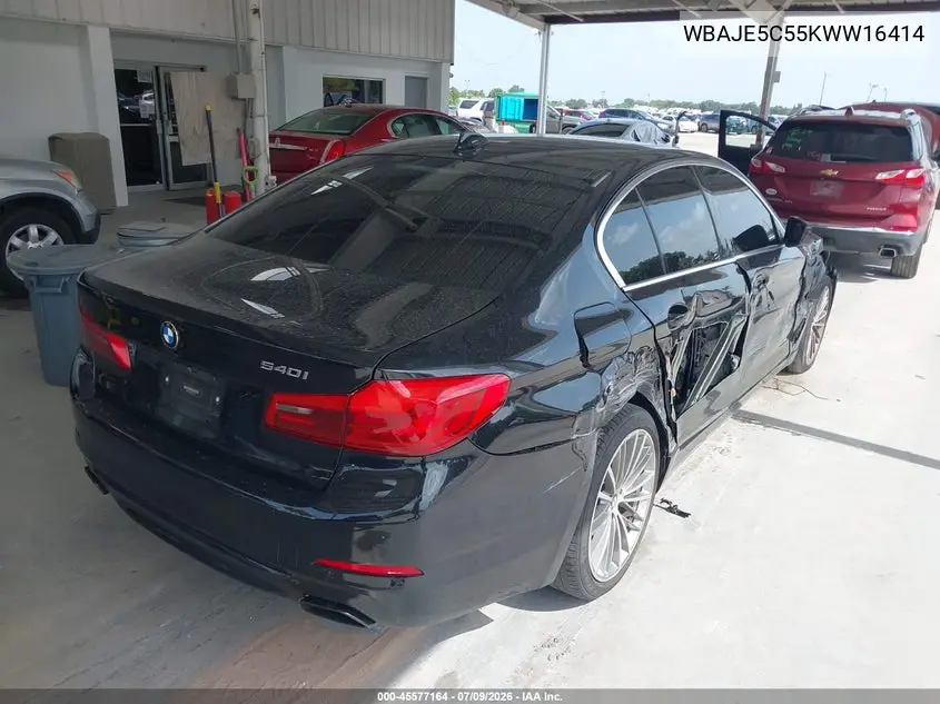 2019 BMW 540I VIN: WBAJE5C55KWW16414 Lot: 45577164