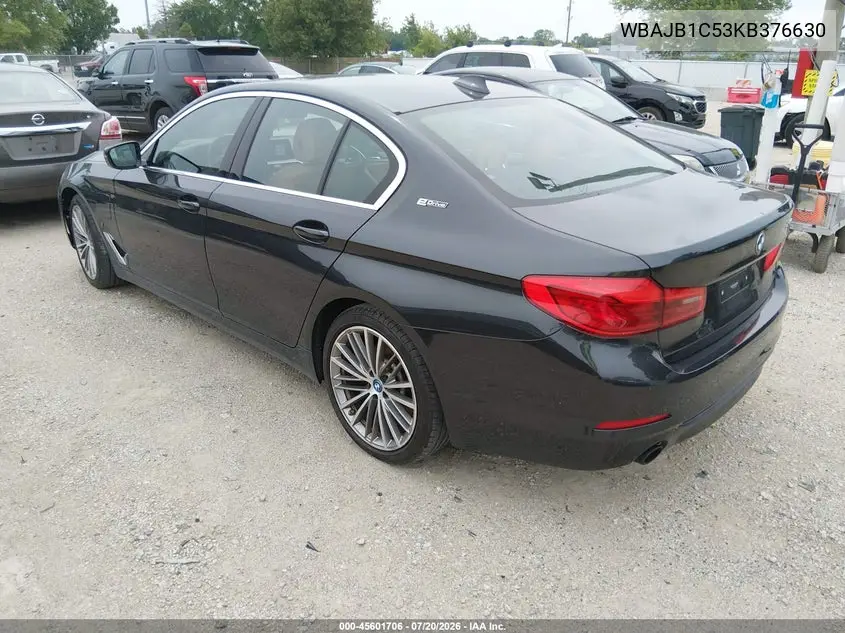 2019 BMW 530E xDrive Iperformance VIN: WBAJB1C53KB376630 Lot: 45601706