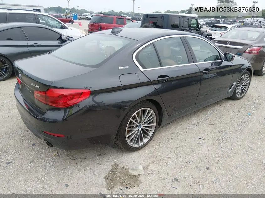 2019 BMW 530E xDrive Iperformance VIN: WBAJB1C53KB376630 Lot: 45601706