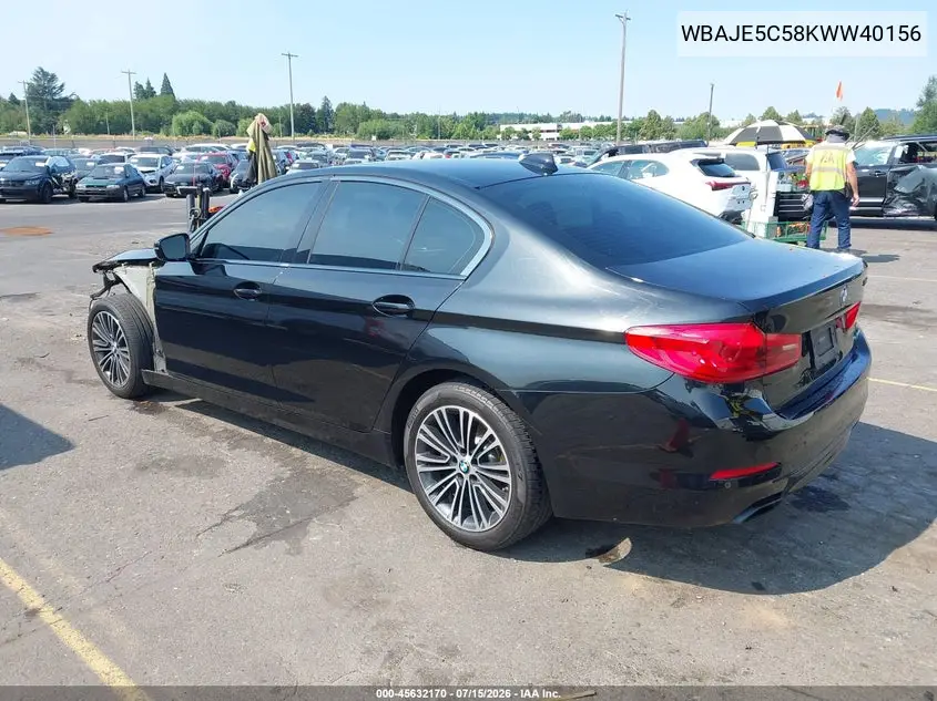2019 BMW 540I VIN: WBAJE5C58KWW40156 Lot: 45632170