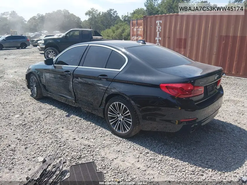 2019 BMW 5 Series 530I xDrive VIN: WBAJA7C53KWW45174 Lot: 45642224