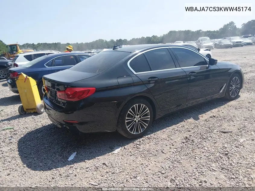 2019 BMW 5 Series 530I xDrive VIN: WBAJA7C53KWW45174 Lot: 45642224
