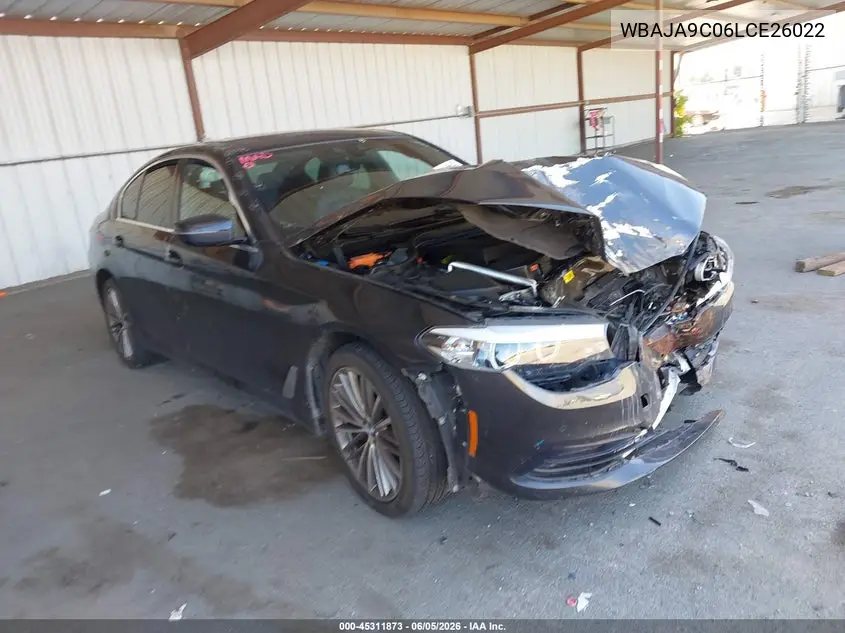 2020 BMW 530E Iperformance VIN: WBAJA9C06LCE26022 Lot: 45311873