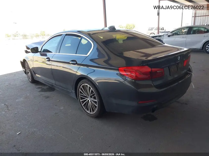 2020 BMW 530E Iperformance VIN: WBAJA9C06LCE26022 Lot: 45311873