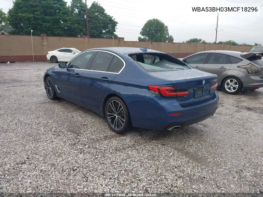 2021 BMW 530I VIN: WBA53BH03MCF18296 Lot: 45179806
