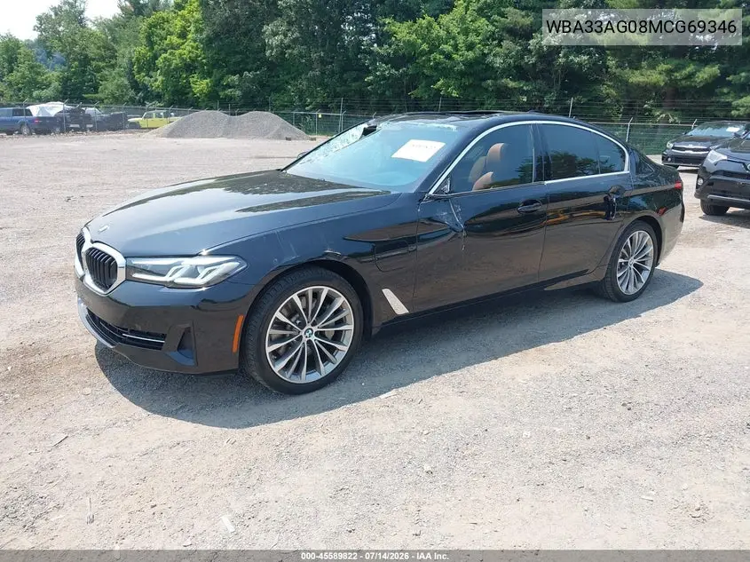2021 BMW 530E xDrive VIN: WBA33AG08MCG69346 Lot: 45589822