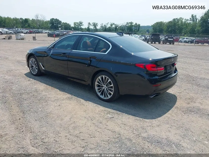 2021 BMW 530E xDrive VIN: WBA33AG08MCG69346 Lot: 45589822