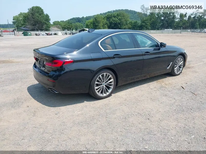 2021 BMW 530E xDrive VIN: WBA33AG08MCG69346 Lot: 45589822