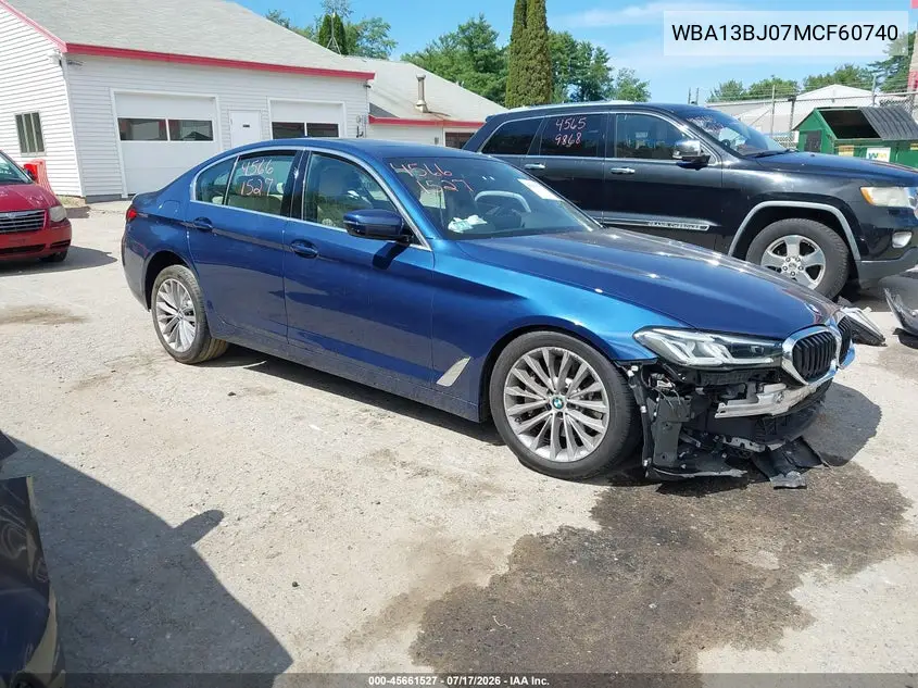 2021 BMW 530I xDrive VIN: WBA13BJ07MCF60740 Lot: 45661527