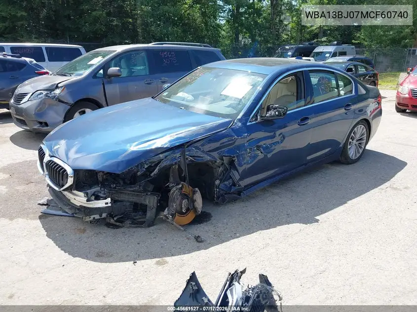 2021 BMW 530I xDrive VIN: WBA13BJ07MCF60740 Lot: 45661527