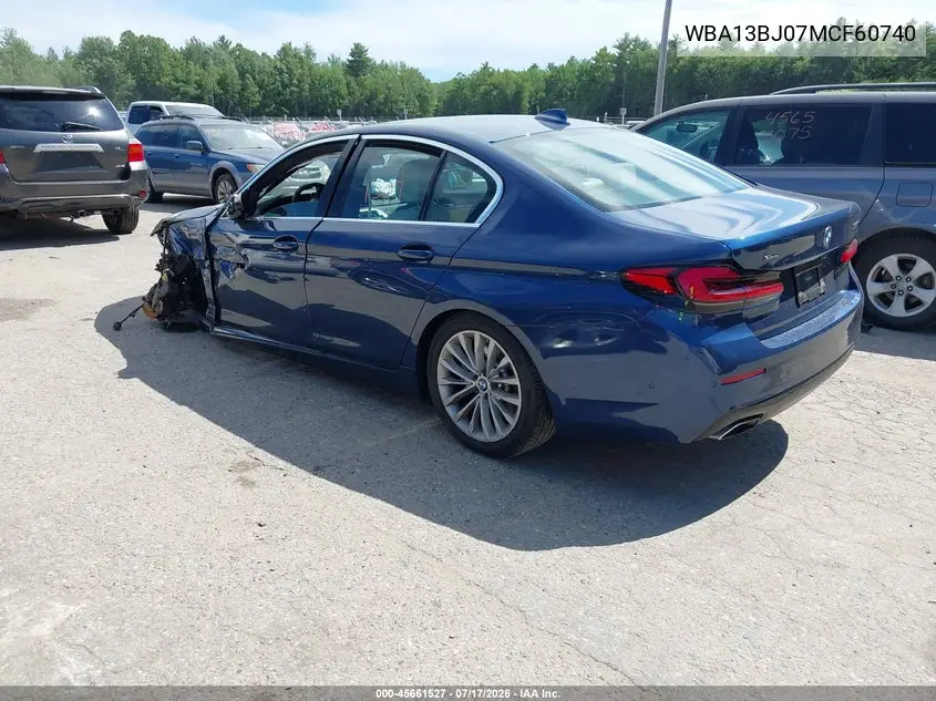 2021 BMW 530I xDrive VIN: WBA13BJ07MCF60740 Lot: 45661527