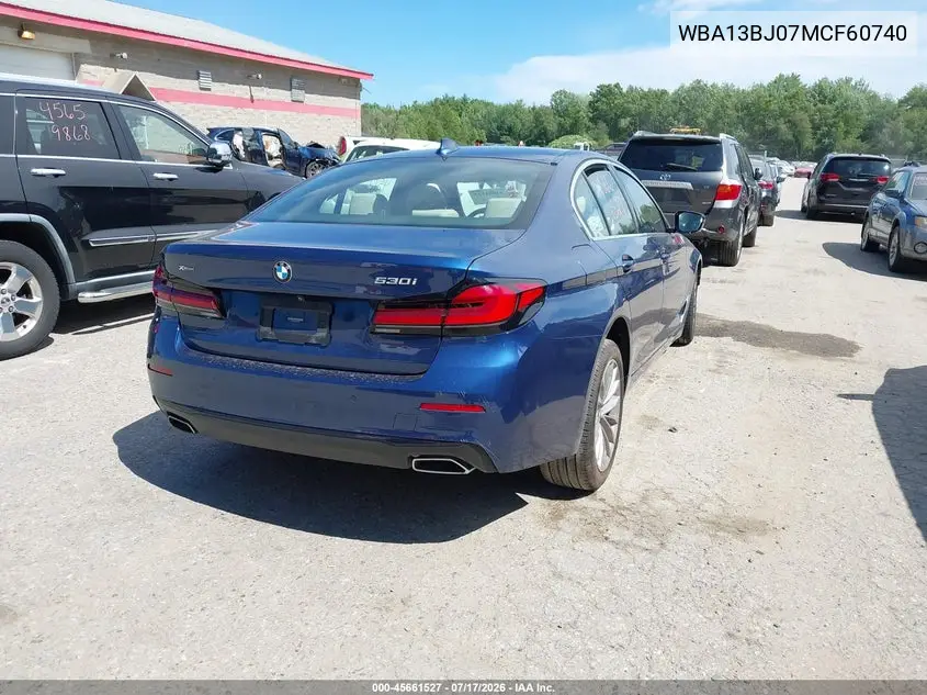 2021 BMW 530I xDrive VIN: WBA13BJ07MCF60740 Lot: 45661527