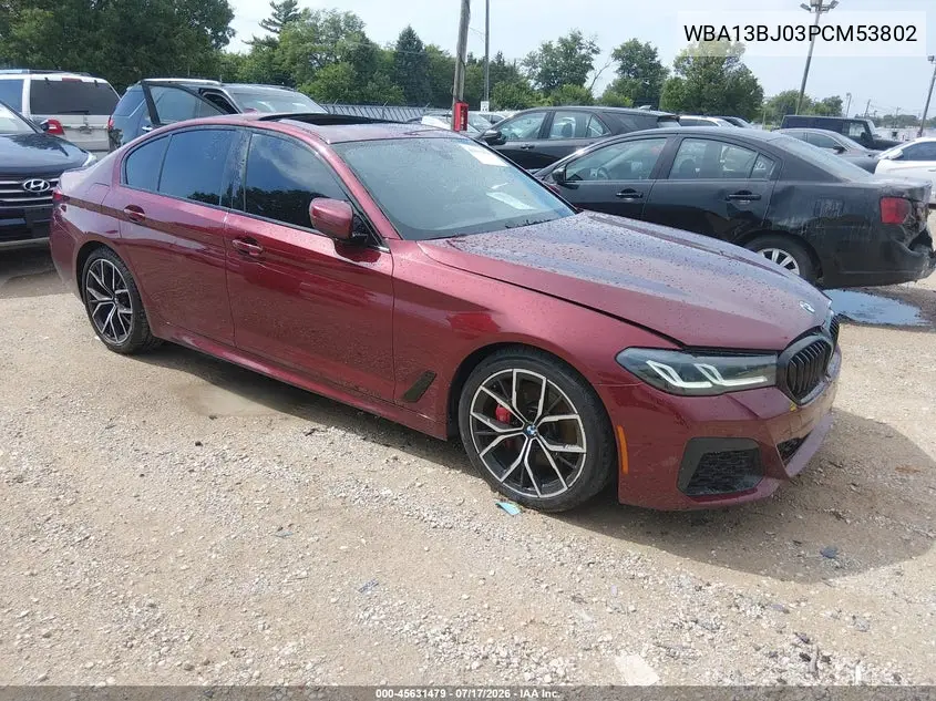 2023 BMW 530 I xDrive VIN: WBA13BJ03PCM53802 Lot: 45631479