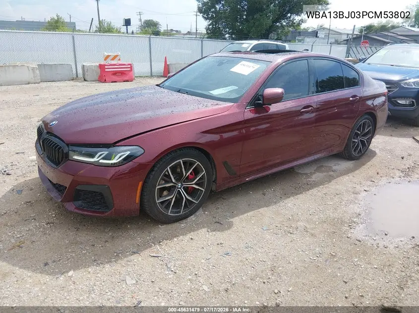 2023 BMW 530 I xDrive VIN: WBA13BJ03PCM53802 Lot: 45631479