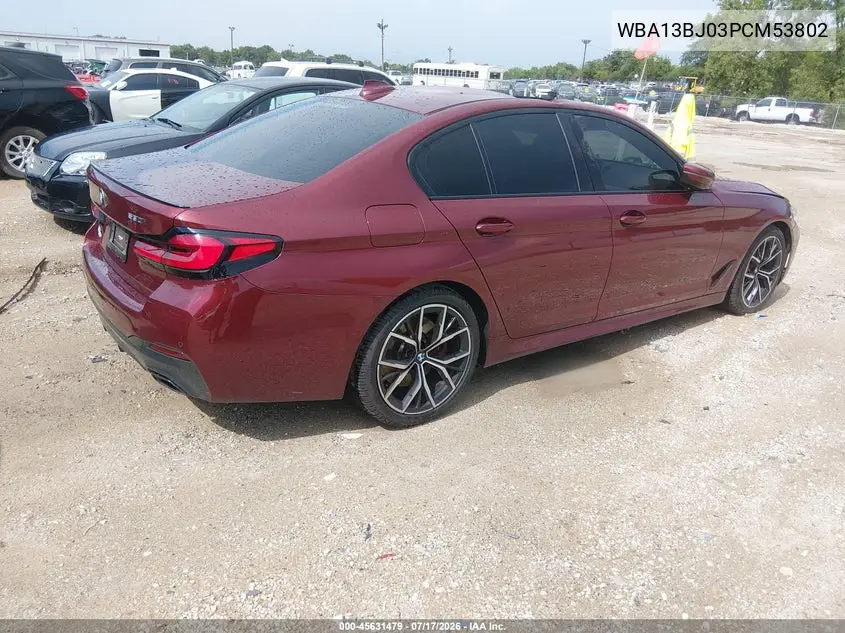 2023 BMW 530 I xDrive VIN: WBA13BJ03PCM53802 Lot: 45631479