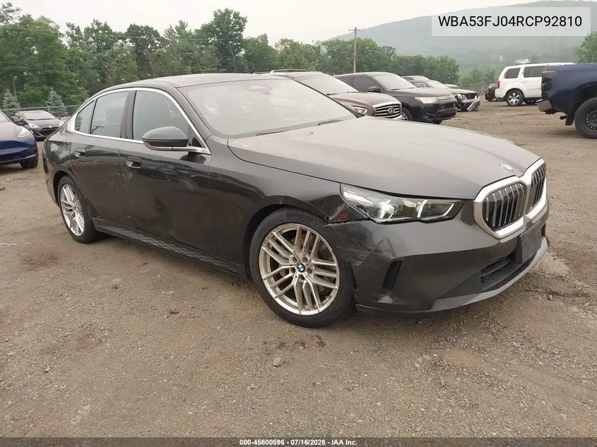 2024 BMW 530I xDrive VIN: WBA53FJ04RCP92810 Lot: 45600596
