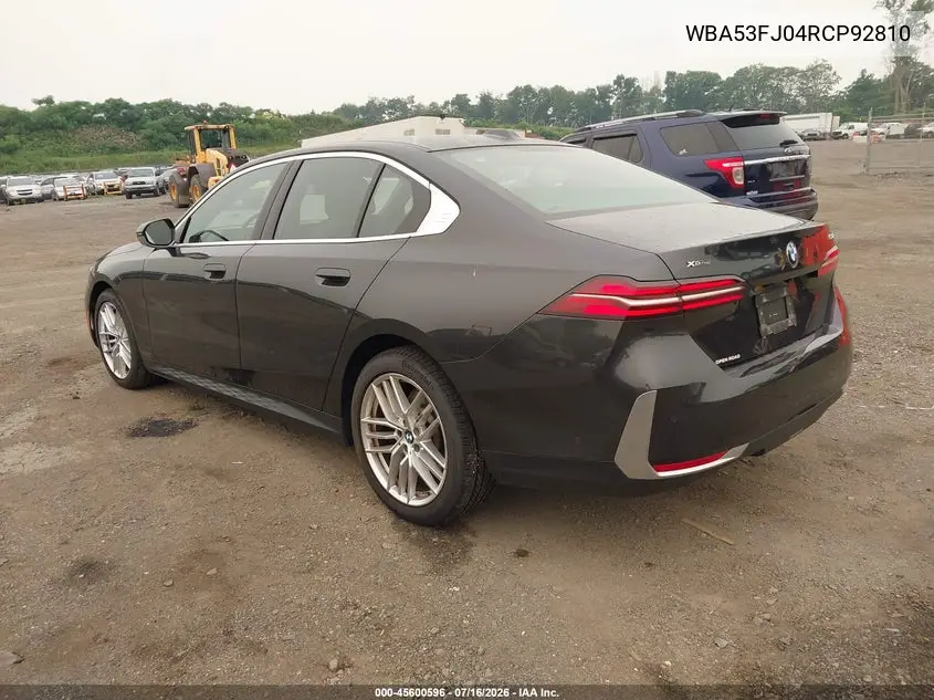 2024 BMW 530I xDrive VIN: WBA53FJ04RCP92810 Lot: 45600596