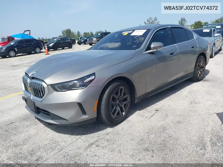 2026 BMW 530I xDrive VIN: WBA53FJ02TCV74372 Lot: 45628967