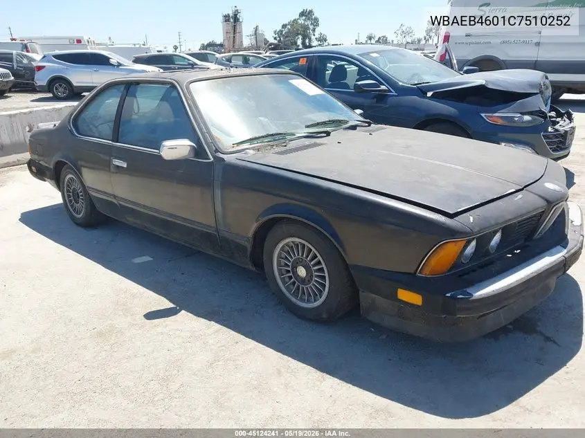 1982 BMW 633 Csi Automatic VIN: WBAEB4601C7510252 Lot: 45124241