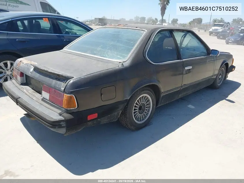 1982 BMW 633 Csi Automatic VIN: WBAEB4601C7510252 Lot: 45124241