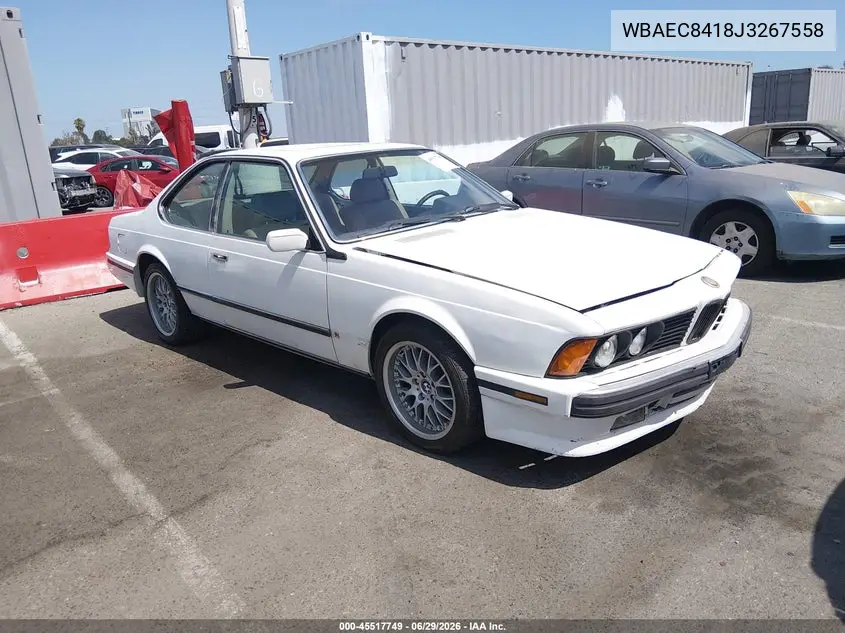1988 BMW 635 Csi Automatic VIN: WBAEC8418J3267558 Lot: 45517749