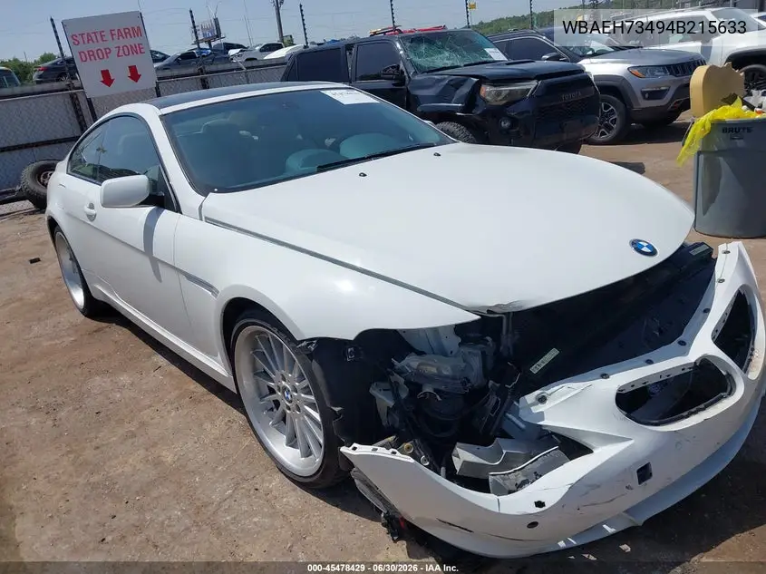 2004 BMW 645Ci VIN: WBAEH73494B215633 Lot: 45478429