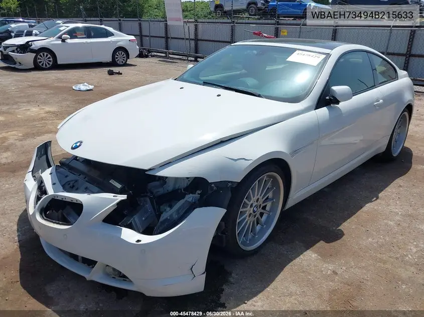 2004 BMW 645Ci VIN: WBAEH73494B215633 Lot: 45478429