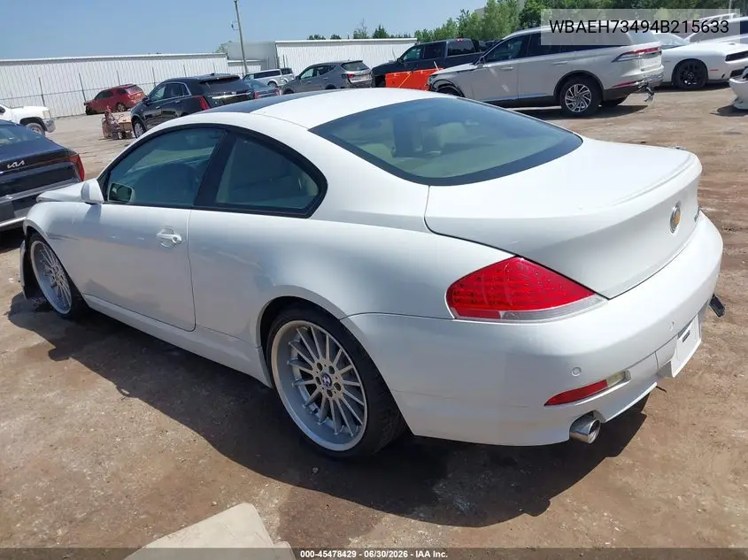 2004 BMW 645Ci VIN: WBAEH73494B215633 Lot: 45478429
