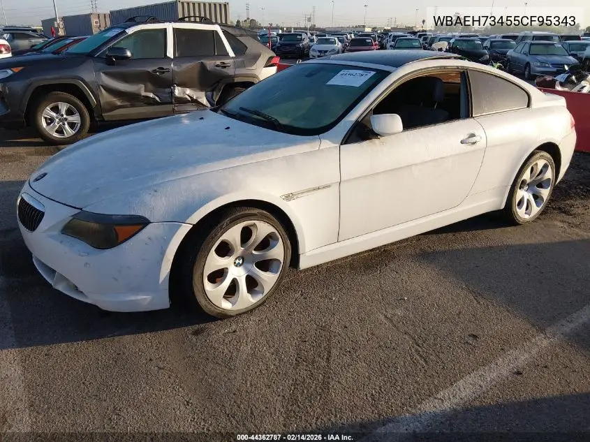 2005 BMW 645Ci VIN: WBAEH73455CF95343 Lot: 44362787