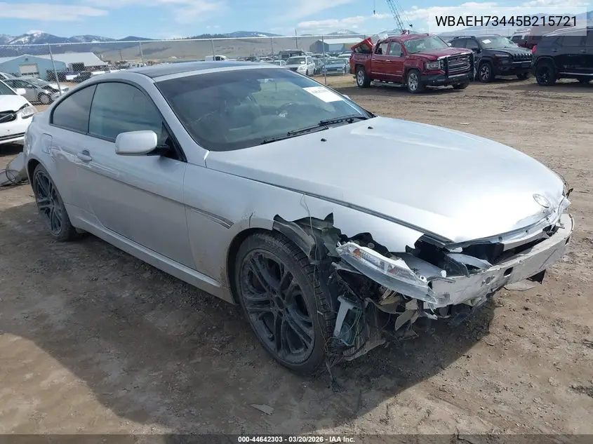 2005 BMW 645Ci VIN: WBAEH73445B215721 Lot: 44642303