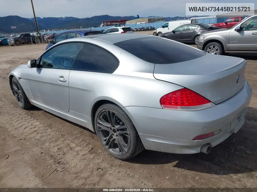 2005 BMW 645Ci VIN: WBAEH73445B215721 Lot: 44642303