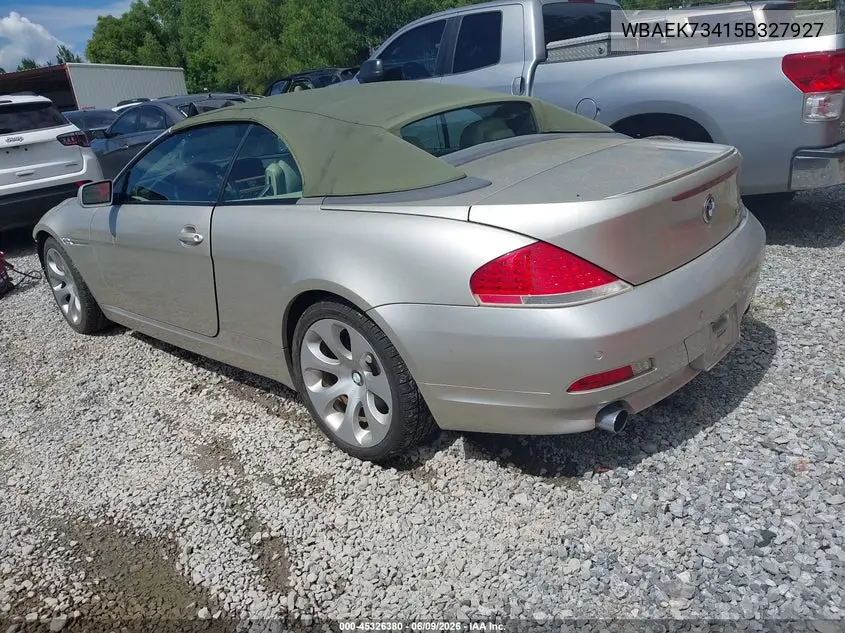 2005 BMW 645Ci VIN: WBAEK73415B327927 Lot: 45326380