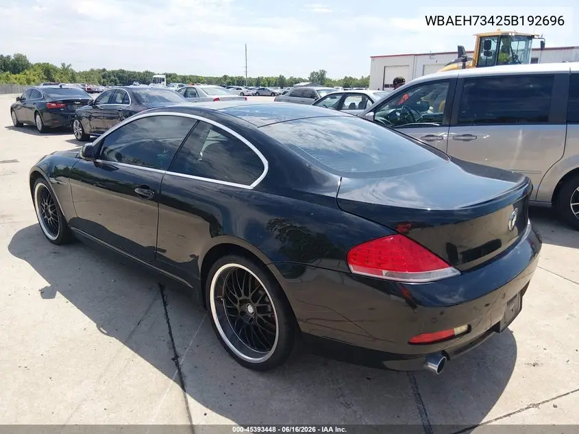 2005 BMW 645Ci VIN: WBAEH73425B192696 Lot: 45393448