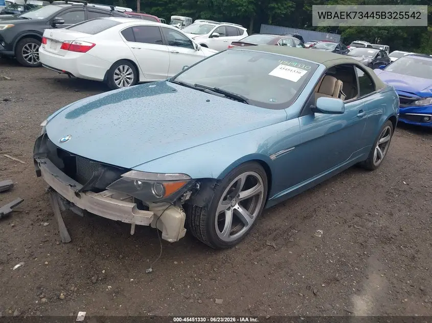 2005 BMW 645Ci VIN: WBAEK73445B325542 Lot: 45451330