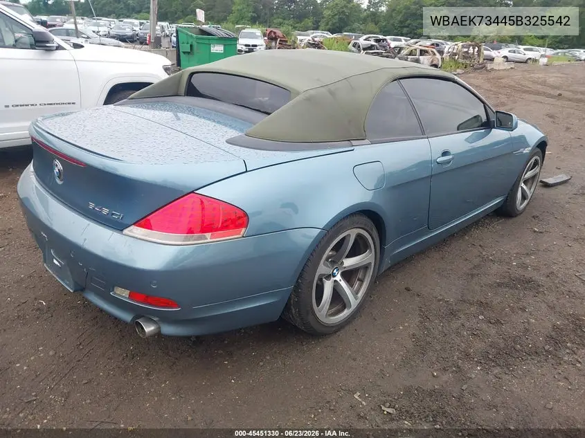 2005 BMW 645Ci VIN: WBAEK73445B325542 Lot: 45451330