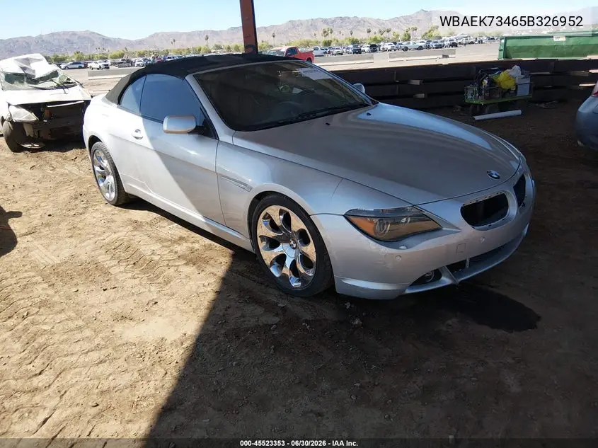 2005 BMW 645Ci VIN: WBAEK73465B326952 Lot: 45523353