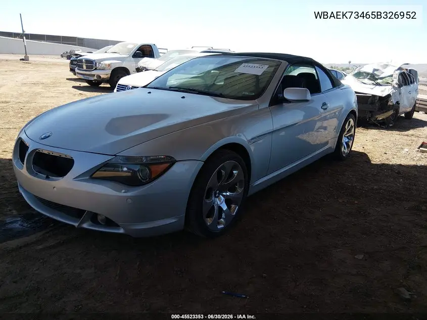2005 BMW 645Ci VIN: WBAEK73465B326952 Lot: 45523353