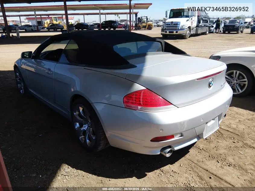 2005 BMW 645Ci VIN: WBAEK73465B326952 Lot: 45523353