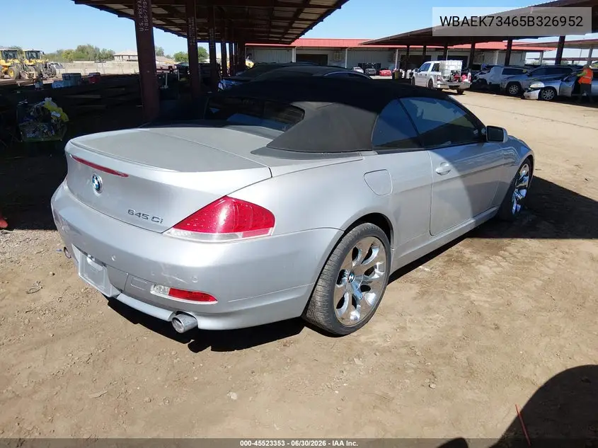 2005 BMW 645Ci VIN: WBAEK73465B326952 Lot: 45523353