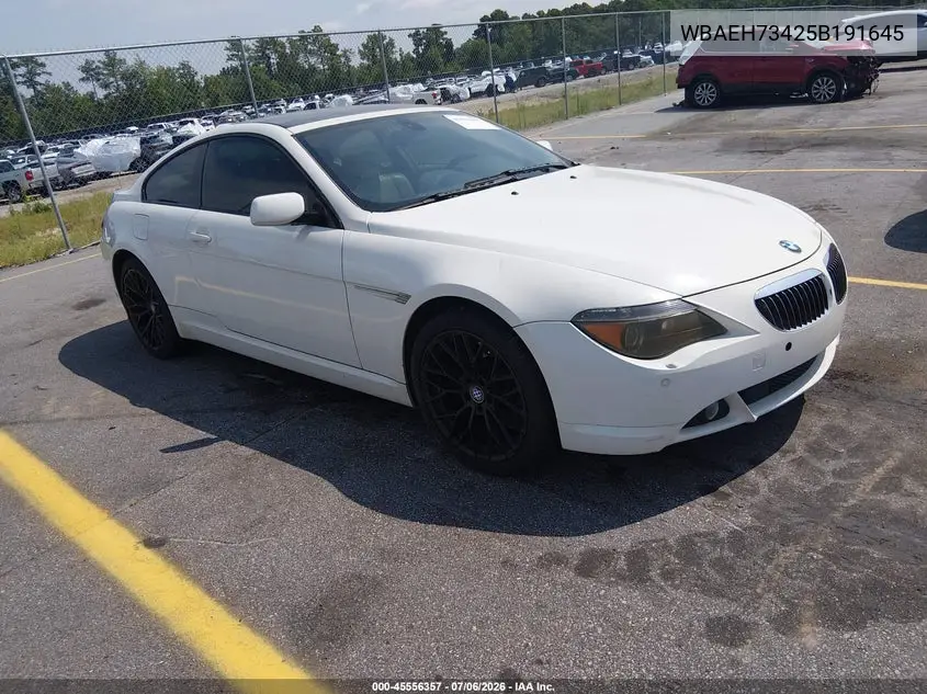 2005 BMW 645Ci VIN: WBAEH73425B191645 Lot: 45556357