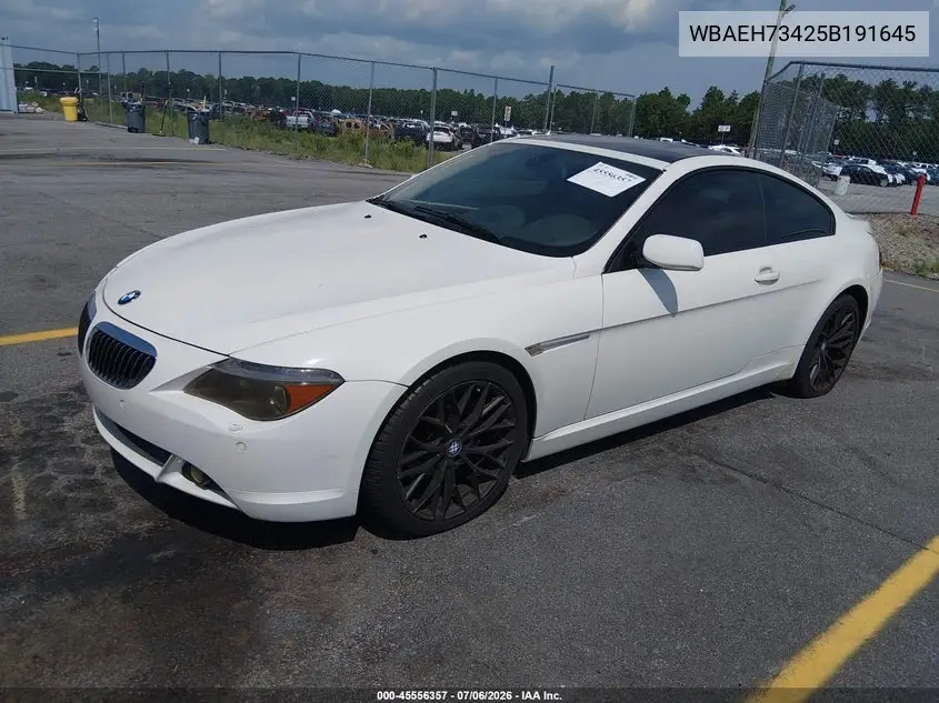2005 BMW 645Ci VIN: WBAEH73425B191645 Lot: 45556357