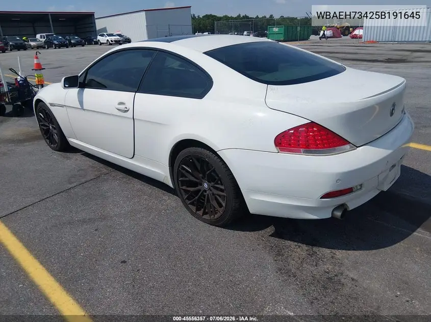 2005 BMW 645Ci VIN: WBAEH73425B191645 Lot: 45556357