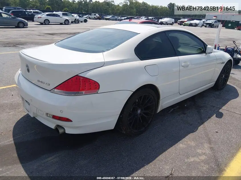 2005 BMW 645Ci VIN: WBAEH73425B191645 Lot: 45556357