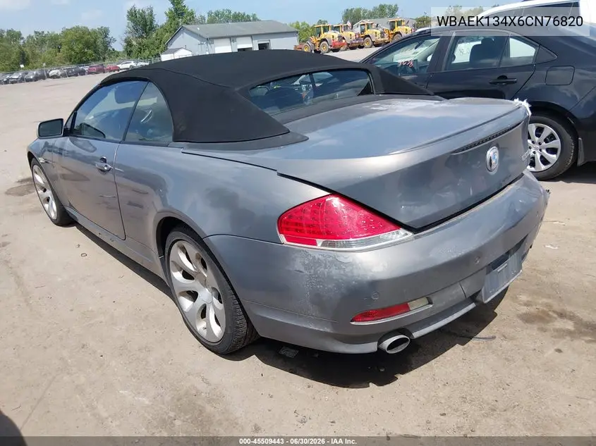 2006 BMW 650I VIN: WBAEK134X6CN76820 Lot: 45509443