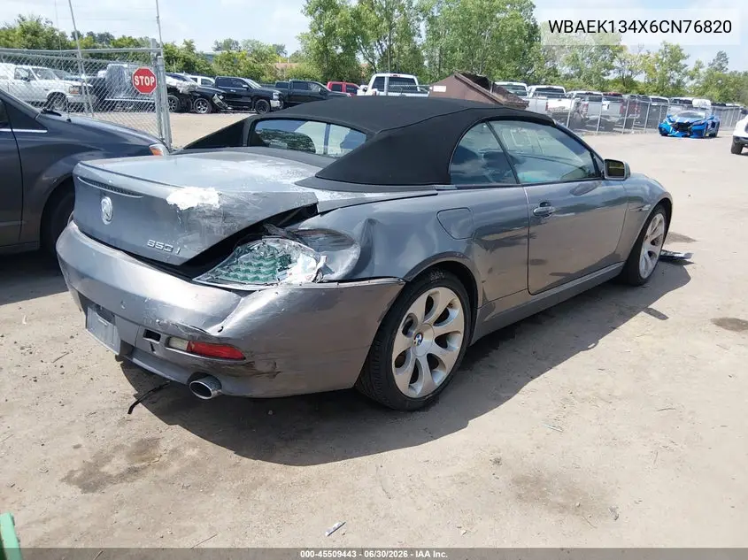 2006 BMW 650I VIN: WBAEK134X6CN76820 Lot: 45509443