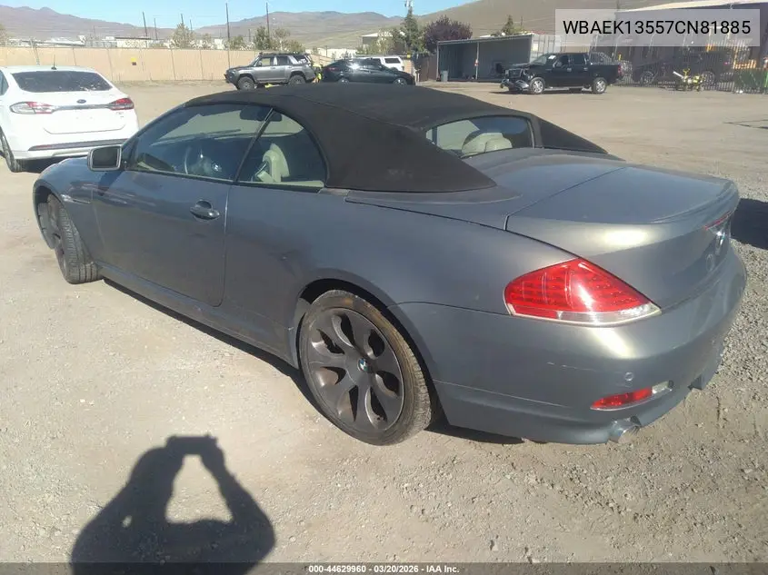 2007 BMW 650I VIN: WBAEK13557CN81885 Lot: 44629960