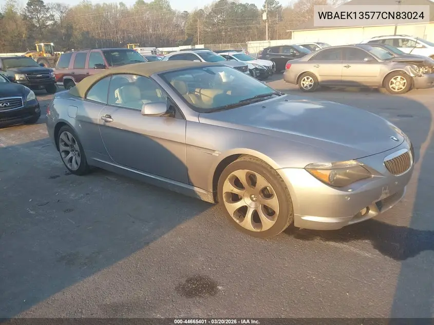 2007 BMW 650I VIN: WBAEK13577CN83024 Lot: 44665401