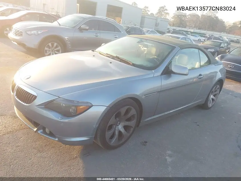 2007 BMW 650I VIN: WBAEK13577CN83024 Lot: 44665401