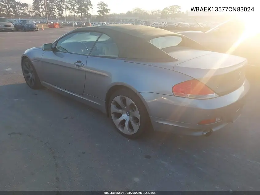 2007 BMW 650I VIN: WBAEK13577CN83024 Lot: 44665401