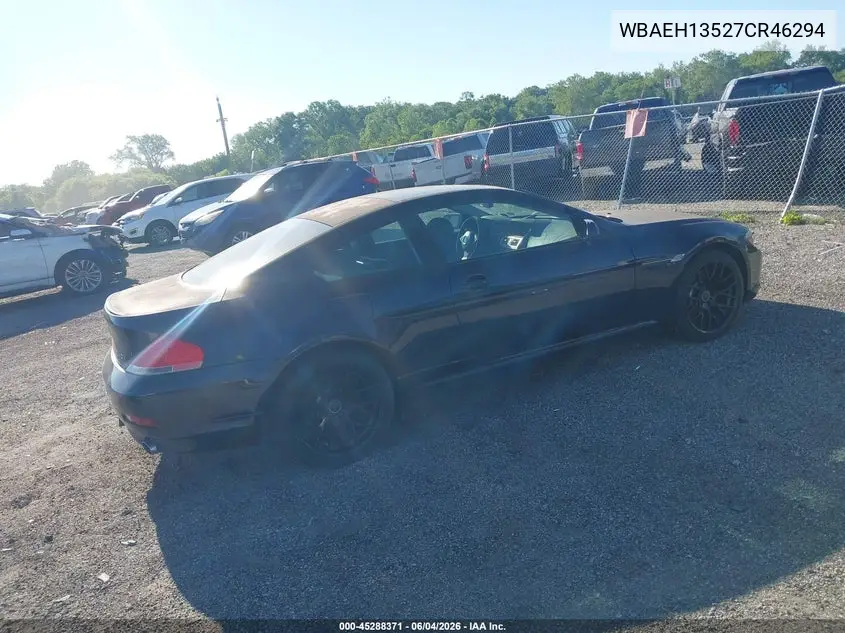 2007 BMW 650I VIN: WBAEH13527CR46294 Lot: 45288371